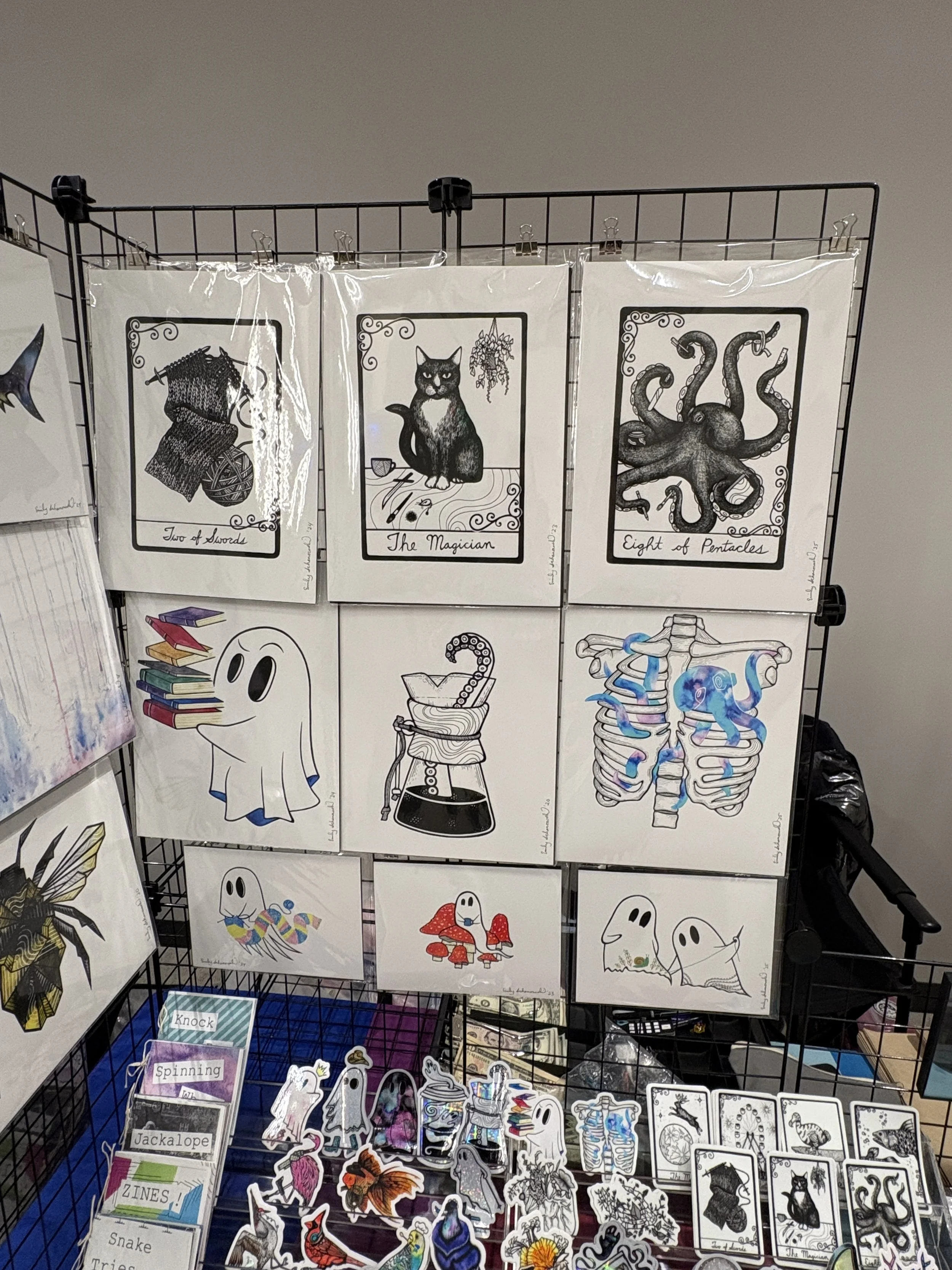 Eight of Pentacles Octopus Tarot Card Print (9x12) — EmTheJackalope